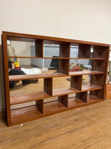 Mid-Century Modern Wall Shelf with Mirror Back