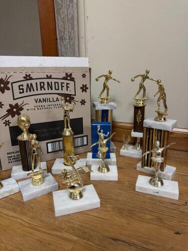 Vintage Sports, Dance and Music Trophies on Marble Bases