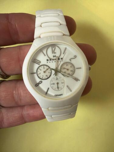 Skagen Denmark White Ceramic Multifunction Watch