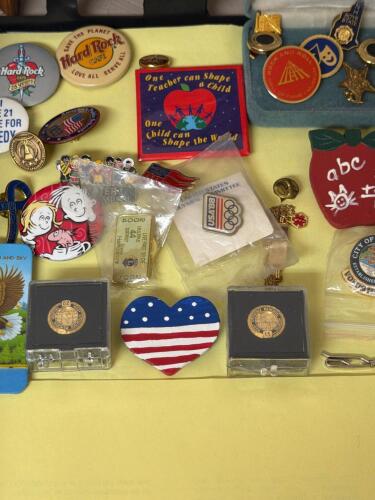 Vintage Political, Educational, and Collectible Pinback Buttons and Pins