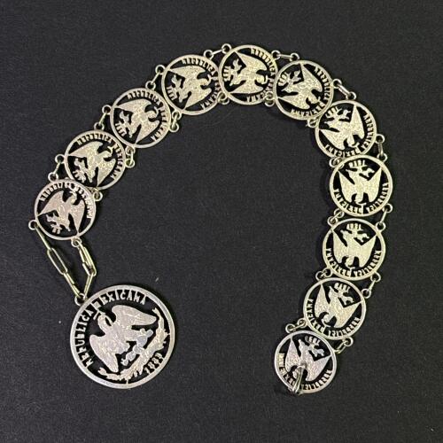 Mexican Coin Cutout Bracelet with 1889 Republica Mexicana Pesos