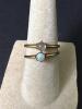 Pair of 14K Gold Rings With Moonstone and Opal Cabochons