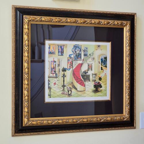 Astahov Masters Stairway to the Art Serigraph in Ornate Frame 34"x31"