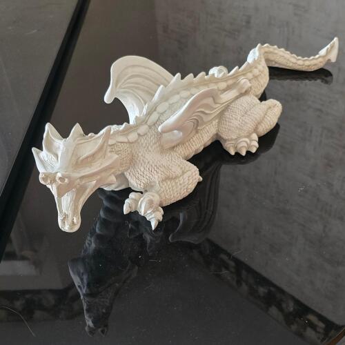 White Fantasy Dragon Sculpture