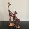 Pair of Hand-Carved Wooden Giraffe Figurines