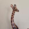Pair of Hand-Carved Wooden Giraffe Figurines - 2