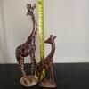 Pair of Hand-Carved Wooden Giraffe Figurines - 3