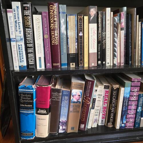Bookshelf with Assorted Hardcover and Paperback Books