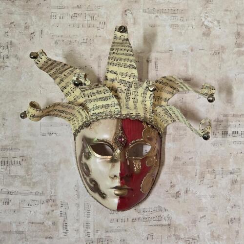 Venetian Jester Mask With Musical Score Motif