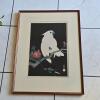Shoson Parrot in a Pomegranate Tree Woodblock Print 22"x17"