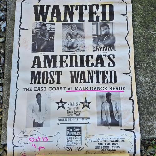 Wanted America's Most Wanted Male Dance Revue Poster 35"x26"