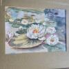 Pair of Framed Original Water Lily Paintings Signed Santos 1920 17"x14", 21"x16" - 2