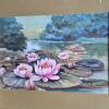 Pair of Framed Original Water Lily Paintings Signed Santos 1920 17"x14", 21"x16" - 3