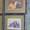 Framed Original Floral Still Life Prints in Green Mats, Signed Santos 12"x15" - 2