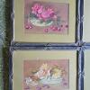 Framed Original Floral Still Life Prints in Green Mats, Signed Santos 12"x15" - 4