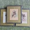 Framed Original Lady Portraits in Early 20th Century Style Signed Don Santos 16"x19"