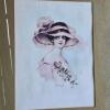 Framed Original Lady Portraits in Early 20th Century Style Signed Don Santos 16"x19" - 2