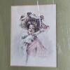 Framed Original Lady Portraits in Early 20th Century Style Signed Don Santos 16"x19" - 8
