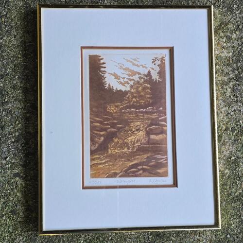 Framed Limited Edition Print Waterfall by K. Cantin 14"x11"