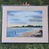 Framed Watercolor Coastal Landscape by D. Johnson 20.5"x17
