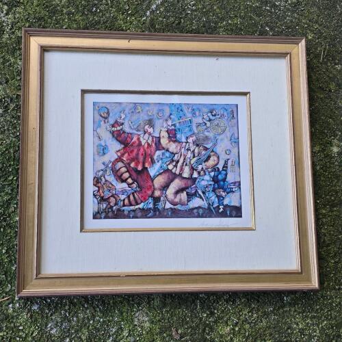 Framed Seriolithograph Eiffel song Signed Kachan 17"x15"