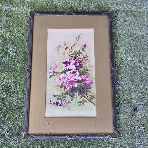 Orginal Floral Painting Signed Santos in Frame no Glass 24"x16"