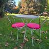 Pair of Ice Cream Parlor-Style Metal Chairs With Table