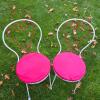 Pair of Ice Cream Parlor-Style Metal Chairs With Table - 3