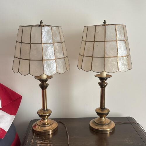 Pair of Table Lamps with Capiz Shell Shades