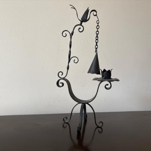 Wrought Metal Candleholder with Snuffer