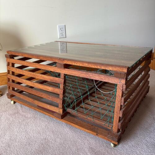 Lobster Trap-Style Coffee Table with Glass Top