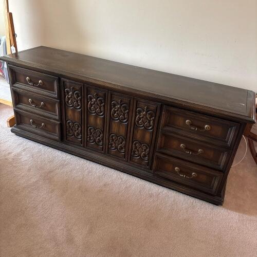Ornate Dresser in Dark Wood Finish