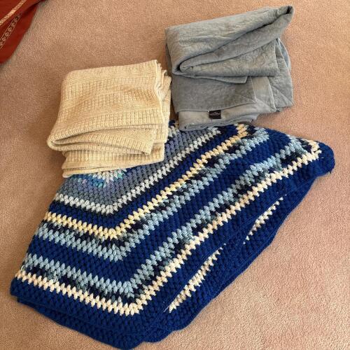 Blue Berkshire Blanket and Knitted Throw Blankets