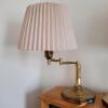 Pair of Brass Swing Arm Table Lamps with Pleated Shades - 7