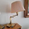 Pair of Brass Swing Arm Table Lamps with Pleated Shades - 8