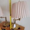 Pair of Brass Swing Arm Table Lamps with Pleated Shades - 10