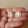 Bethlehem Mother of Pearl Hand-Carved Crosses and Clip Earrings in Inlaid Box - 2