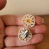 Bethlehem Mother of Pearl Hand-Carved Crosses and Clip Earrings in Inlaid Box - 3