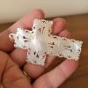 Bethlehem Mother of Pearl Hand-Carved Crosses and Clip Earrings in Inlaid Box - 5