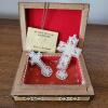 Bethlehem Mother of Pearl Hand-Carved Crosses and Clip Earrings in Inlaid Box - 6