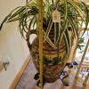 Large Ceramic Amphora with Faux Spider Plant on Metal Stand - 4