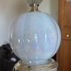 Iridescent Glass Table Lamp with Pleated Shade - 5