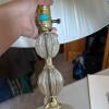 Iridescent Glass Table Lamp with Pleated Shade - 6