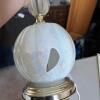 Iridescent Glass Table Lamp with Pleated Shade - 8