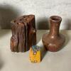 Small Decorative Wood Carvings and Pottery Vessels - 5