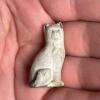 Stuffed Fabric Cat Figure and Small White Cat Figurine - 3