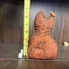 Stuffed Fabric Cat Figure and Small White Cat Figurine - 4