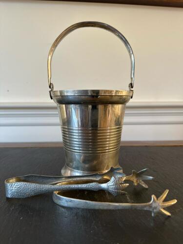 Metal Ice Bucket with Bird Claw Tongs