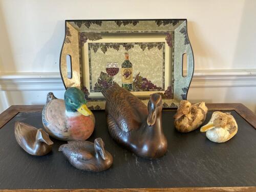 Carved Duck Decoys and Figurines in Folk-Art Style