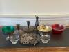 Assorted Silver Plate Candleholders, Bowls, Trinket Tray & Vase